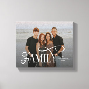 Moderne Scriptie Familie Aangepaste Foto Naam Canvas Afdruk