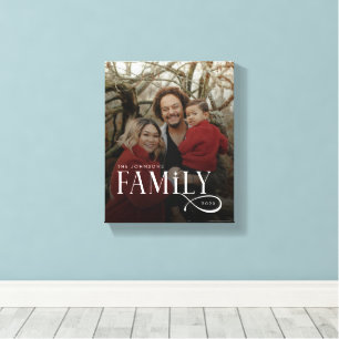 Moderne Scriptie Familie Aangepaste Foto Naam Canvas Afdruk