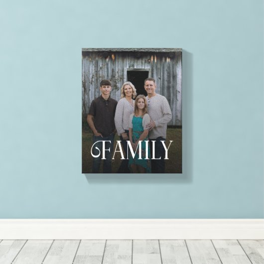 Moderne Scriptie Familie Aangepaste Foto Naam Canvas Afdruk (Insitu (Houten vloer))