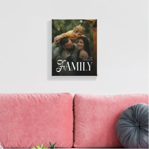 Moderne Scriptie Familie Aangepaste Foto Naam Canvas Afdruk