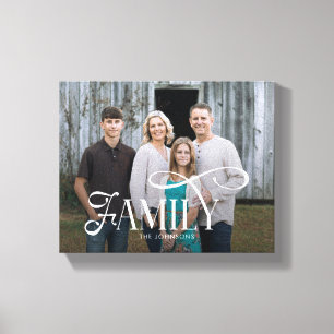 Moderne Scriptie Familie Aangepaste Foto Naam Canvas Afdruk