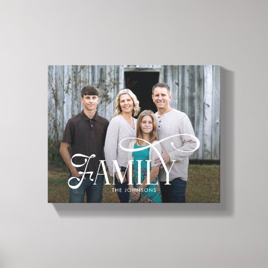 Moderne Scriptie Familie Aangepaste Foto Naam Canvas Afdruk (Voorkant)
