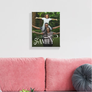 Moderne Scriptie Familie Aangepaste Foto Naam Canvas Afdruk