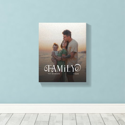 Moderne Scriptie Familie Aangepaste Foto Naam Canvas Afdruk (Insitu (Houten vloer))