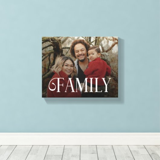 Moderne Scriptie Familie Aangepaste Foto Naam Canvas Afdruk (Insitu (Houten vloer))