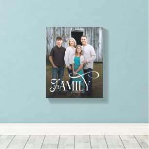 Moderne Scriptie Familie Aangepaste Foto Naam Canvas Afdruk