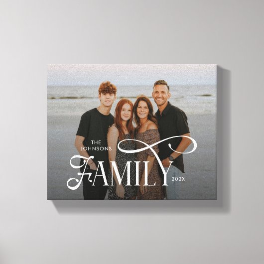 Moderne Scriptie Familie Aangepaste Foto Naam Canvas Afdruk (Voorkant)