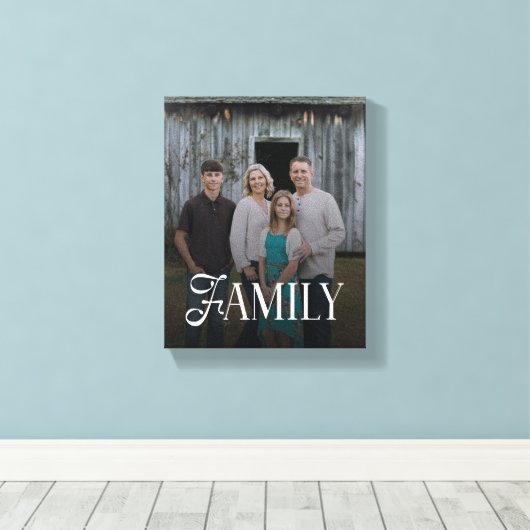 Moderne Scriptie Familie Aangepaste Foto Naam Canvas Afdruk (Insitu (Houten vloer))