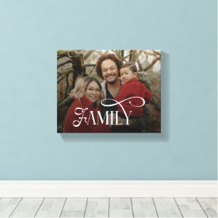 Moderne Scriptie Familie Aangepaste Foto Naam Canvas Afdruk