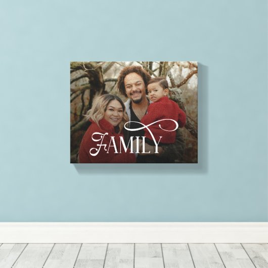 Moderne Scriptie Familie Aangepaste Foto Naam Canvas Afdruk (Insitu (Houten vloer))