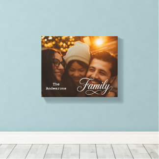 Moderne Scriptie Familie Aangepaste Foto Naam Canvas Afdruk