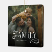 Moderne Scriptie Familie Aangepaste Foto Naam Keramisch Ornament (Links)
