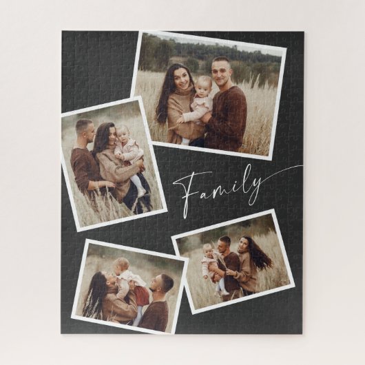 Moderne Scriptie Familie Foto Collage Legpuzzel (Verticaal)