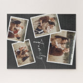 Moderne Scriptie Familie Foto Collage Legpuzzel (Horizontaal)