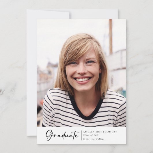 Moderne Scriptie Foto Afgestudeerde Aankondiging (Voorkant)