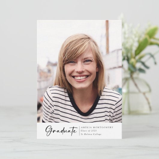 Moderne Scriptie Foto Afgestudeerde Aankondiging (Staand voorkant)