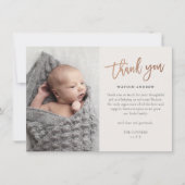 Moderne Scriptie Foto Baby Bedankkaart (Voorkant)