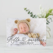 Moderne Scriptie Foto Baby Geboorte Aankondigingsk Feestdagenkaart (Staand voorkant)