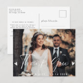 Moderne Scriptie Foto Bruiloft Bedankt  Briefkaart (Voorkant / Achterkant)