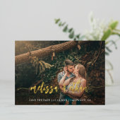 Moderne Scriptie Foto Huwelijk Save The Date Folie Uitnodiging (Staand Voorkant)