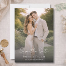 Moderne Scriptie Huwelijksfoto Save the Date