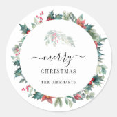 Moderne Scriptie Kerst Botanicals Mistletoe Ronde Sticker (Voorkant)