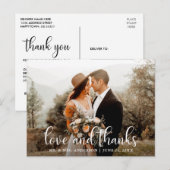 Moderne Scriptie Liefde en Dank Huwelijksfoto Briefkaart (Voorkant / Achterkant)