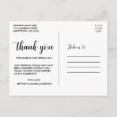 Moderne Scriptie Liefde en Dank Koppel Trouwen Briefkaart (Achterkant)