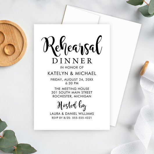 Moderne Scriptie Oefenbruiloft Diner Kaart