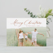 Moderne Scriptie Prettig Kerstfeest Foto Vakantie Folie Uitnodiging (Staand Voorkant)