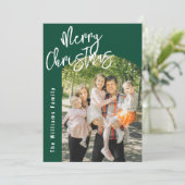Moderne Scriptie Prettig Kerstmis Boog Kerst Foto Kaart (Staand voorkant)