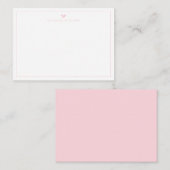 Moderne Scriptie Roze Hart Rand Monogram Notitieka Notitiekaartje (Voorkant / Achterkant)