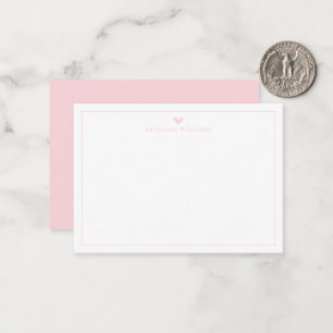 Moderne Scriptie Roze Hart Rand Monogram Notitieka Notitiekaartje