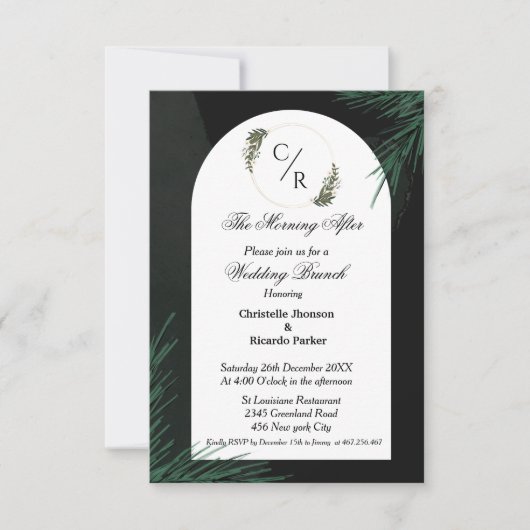 Moderne scriptie smaragdgroene trouw brunchfeest  kaart (Voorkant)