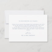 Moderne Scriptie Strand Zeester Stofblauw Bruiloft Bedankkaart (Achterkant)