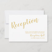 Moderne Scriptie Witte en Gouden Trouwreceptie Kaart (Voorkant)