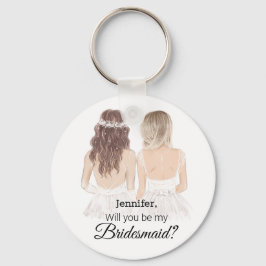 Moderne scriptillustratie bruidsmeisje voorstel sleutelhanger