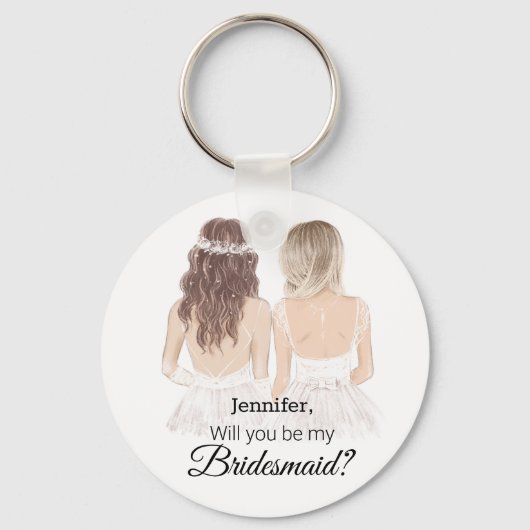 Moderne scriptillustratie bruidsmeisje voorstel sleutelhanger (Voorkant)