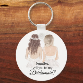Moderne scriptillustratie bruidsmeisje voorstel sleutelhanger