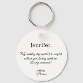 Moderne scriptillustratie bruidsmeisje voorstel sleutelhanger (Achterkant)
