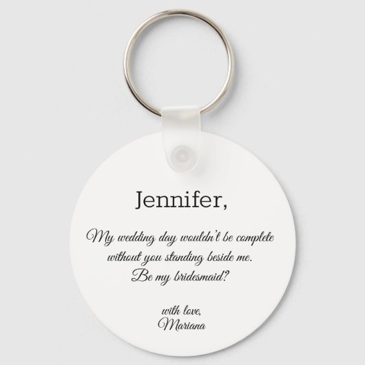 Moderne scriptillustratie bruidsmeisje voorstel sleutelhanger (Achterkant)