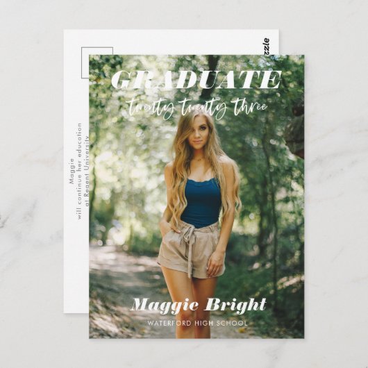 Moderne scripting 2023 afstuderen aankondiging briefkaart (Voorkant / Achterkant)