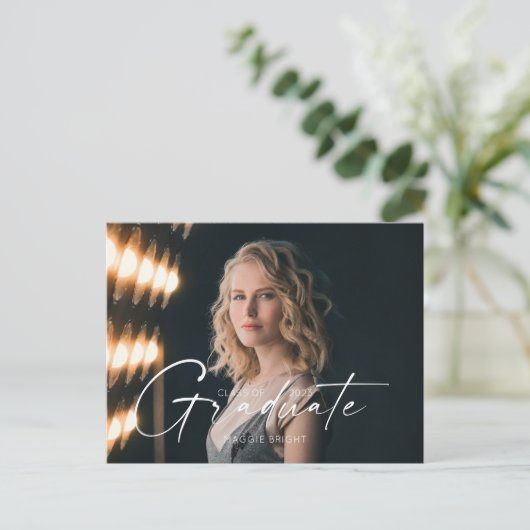 Moderne scripting 2023 afstuderen aankondiging briefkaart (Staand voorkant)