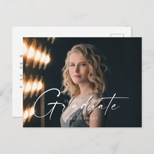 Moderne scripting 2023 afstuderen aankondiging briefkaart (Voorkant / Achterkant)