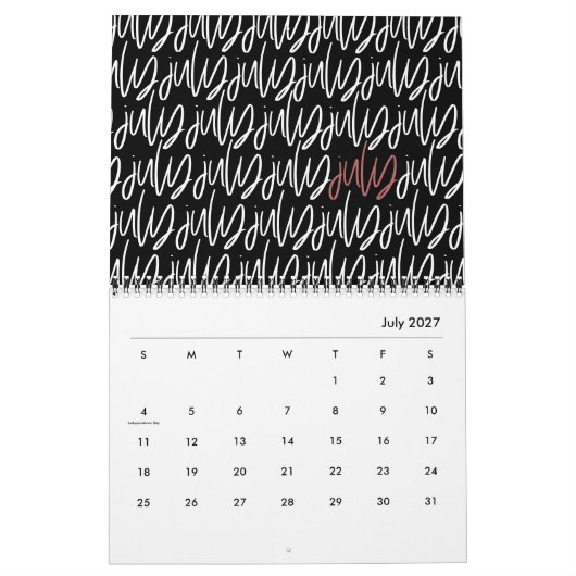 Moderne scriptkalender voor markeerstiften kalender (Jul 2027)