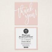 Moderne scriptkalligrafie bedankt u voor de zwarte vierkante visitekaartjes (Voorkant /achterkant)