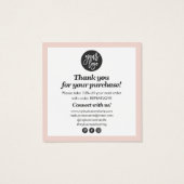 Moderne scriptkalligrafie bedankt u voor de zwarte vierkante visitekaartjes (Achterkant)