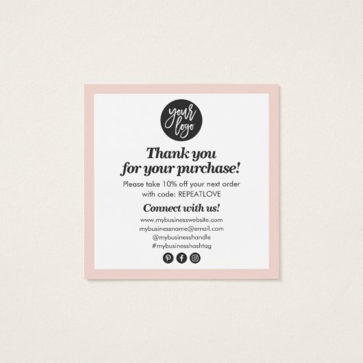 Moderne scriptkalligrafie bedankt u voor de zwarte vierkante visitekaartjes (Achterkant)