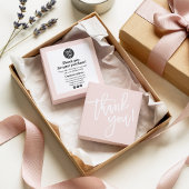 Moderne scriptkalligrafie bedankt u voor de zwarte vierkante visitekaartjes