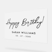 Moderne scriptkalligrafie Happy Birthday Frosted Acryl Bord (Hoek)